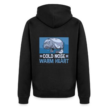 Cold Nose Warm Heart Manatee Chubby Manatee - Unisex Premium Organic Zip Hoodie - black - Back - Nico (187cm)