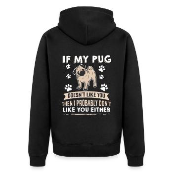Conception de carlin pour chiens pour les amoureux des chiens - Veste à capuche bio Premium Unisexe - noir - Dos - Nico (187cm)