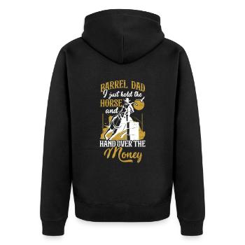Barrel Racing Rodeo Reitpferd Barrel Racer - Unisex Premium Bio Zip Hoodie - Schwarz - Hinten - Nico (187cm)