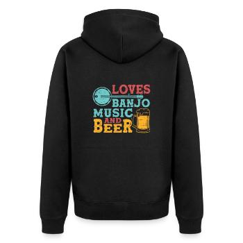 Banjo-musique-cordes de bière-guitare-bluegrass-vendanges de raisin - Veste à capuche bio Premium Unisexe - noir - Dos - Nico (187cm)