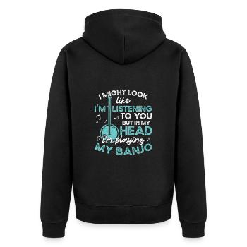 Je joue mon banjo musicien guitare bluegrass - Veste à capuche bio Premium Unisexe - noir - Dos - Nico (187cm)