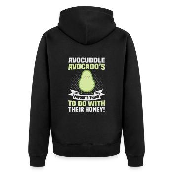 Avocado design for vegetarians and vegans - Unisex Premium Organic Zip Hoodie - black - Back - Nico (187cm)
