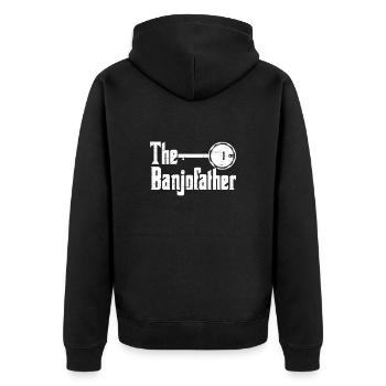 Der Banjo Vater Musiker Gitarre Bluegrass Banjo - Unisex Premium Bio Zip Hoodie - Schwarz - Hinten - Nico (187cm)