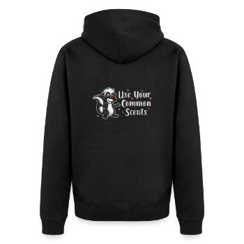 Stinktier Stinken Stinker Skunk Geschenk - Unisex Premium Bio Zip Hoodie - Schwarz - Hinten - Nico (187cm)