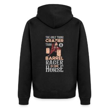 Barrel Racing Rodeo Reitpferd Barrel Racer - Unisex Premium Bio Zip Hoodie - Schwarz - Hinten - Nico (187cm)