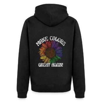 Make Colors Great Again Bunte Welt Hippie Farben - Unisex Premium Bio Zip Hoodie - Schwarz - Hinten - Nico (187cm)