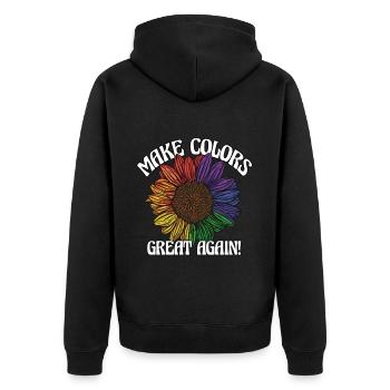 Make Colors Great Again Bunte Welt Hippie Farben - Unisex Premium Bio Zip Hoodie - Schwarz - Hinten - Nico (187cm)