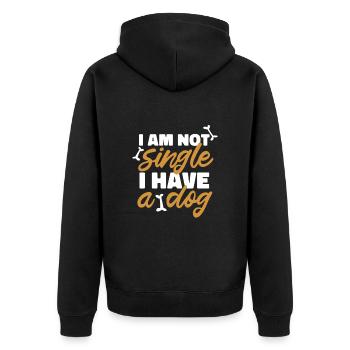 Hund - I am not single I have a dog - Unisex Premium Bio Zip Hoodie - Schwarz - Hinten - Nico (187cm)