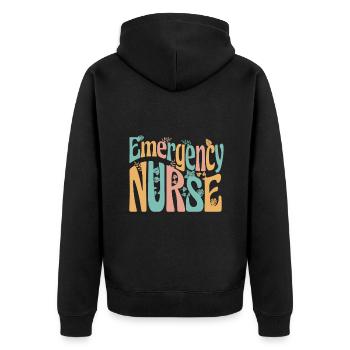 Krankenpflegerin - Emergency Nurse - Unisex Premium Bio Zip Hoodie - Schwarz - Hinten - Nico (187cm)
