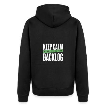 Programmer - keep calm & add it to the backlog - Unisex Premium Organic Zip Hoodie - black - Back - Nico (187cm)
