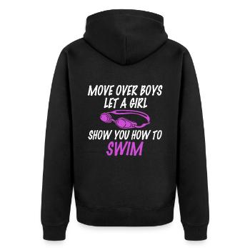 Schwimmer Schwimmen Spruch - Unisex Premium Bio Zip Hoodie - Schwarz - Hinten - Nico (187cm)
