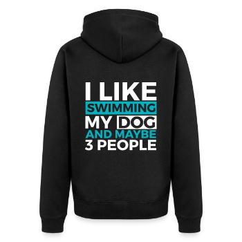 Schwimmer Schwimmen Spruch - Unisex Premium Bio Zip Hoodie - Schwarz - Hinten - Nico (187cm)