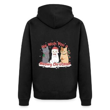 Christmas - We wish you a Meowy Christmas! - Unisex Premium Organic Zip Hoodie - black - Back - Nico (187cm)