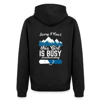 Sorry i Can ́t Snowboard Girl - Unisex Premium Organic Zip Hoodie - black - Back - Nico (187cm)