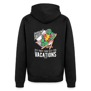 Climate Change Species Conservation Turtle Sea - Unisex Premium Organic Zip Hoodie - black - Back - Nico (187cm)