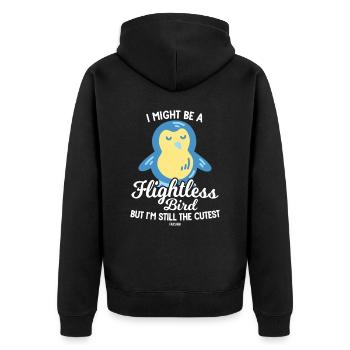 cute penguin can't fly - Unisex Premium Organic Zip Hoodie - black - Back - Nico (187cm)