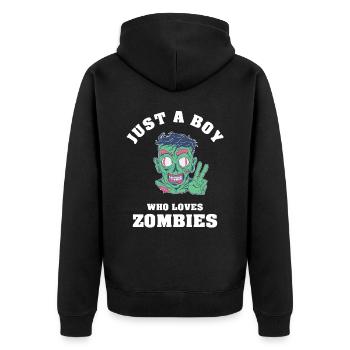 Just A Boy Who Loves Zombies - Unisex Premium Bio Zip Hoodie - Schwarz - Hinten - Nico (187cm)