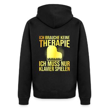 Klavier Therapie Spruch - Unisex Premium Bio Zip Hoodie - Schwarz - Hinten - Nico (187cm)