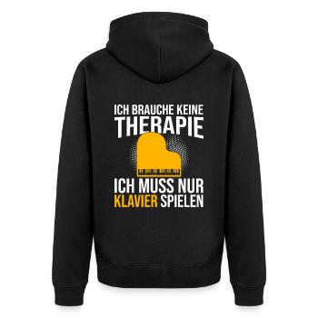 Klavier Therapie Spruch - Unisex Premium Bio Zip Hoodie - Schwarz - Hinten - Nico (187cm)