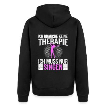 Singen Therapie Spruch - Unisex Premium Bio Zip Hoodie - Schwarz - Hinten - Nico (187cm)