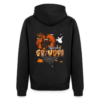 Spooky Grandpa Halloween Grusel Geschenk - Unisex Premium Bio Zip Hoodie - Schwarz - Hinten - Nico (187cm)