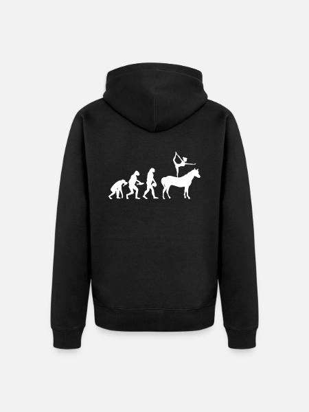 Pferdevoltigieren Evolution Reiten Reiten - Unisex Premium Bio Zip Hoodie - Schwarz