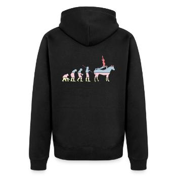 Pferdevoltigieren Evolution Reiten Reiten - Unisex Premium Bio Zip Hoodie - Schwarz - Hinten - Nico (187cm)