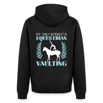 Mein einziges Interesse gilt dem Voltigierpferd - Unisex Premium Bio Zip Hoodie - Schwarz - Hinten - Nico (187cm)