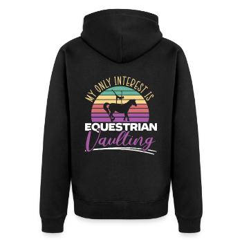 Mein einziges Interesse gilt dem Voltigierpferd - Unisex Premium Bio Zip Hoodie - Schwarz - Hinten - Nico (187cm)