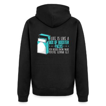 La vie est comme une boîte de boosters Packs Collectionneur de cartes - Veste à capuche bio Premium Unisexe - noir - Dos - Nico (187cm)