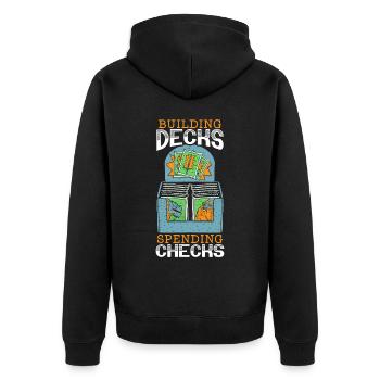 Erstellen von Decks Ausgaben Schecks Kartensammler - Unisex Premium Bio Zip Hoodie - Schwarz - Hinten - Nico (187cm)