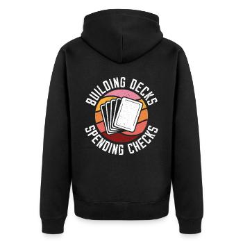 Erstellen von Decks Ausgaben Schecks Kartensammler - Unisex Premium Bio Zip Hoodie - Schwarz - Hinten - Nico (187cm)