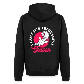 I Can't It's Tournament Season Trading Card Game - Unisex Premium Bio Zip Hoodie - Schwarz - Hinten - Nico (187cm)