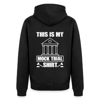 THIS IS MY MOCK TRIAL SHIRT Lawyer - Unisex Premium Organic Zip Hoodie - black - Back - Nico (187cm)