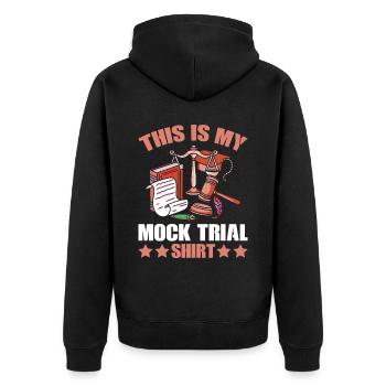 C’EST MA CHEMISE DE PROCÈS SIMULÉ Avocat Étudiant en droit - Veste à capuche bio Premium Unisexe - noir - Dos - Nico (187cm)