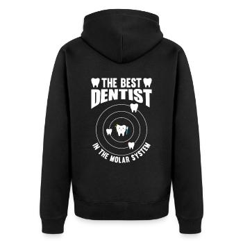 THE BEST DENTIST IN THE MOLAR SYSTEM - Unisex Premium Organic Zip Hoodie - black - Back - Nico (187cm)