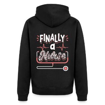 Finally a Nurse Nursing School - Unisex Premium Organic Zip Hoodie - black - Back - Nico (187cm)