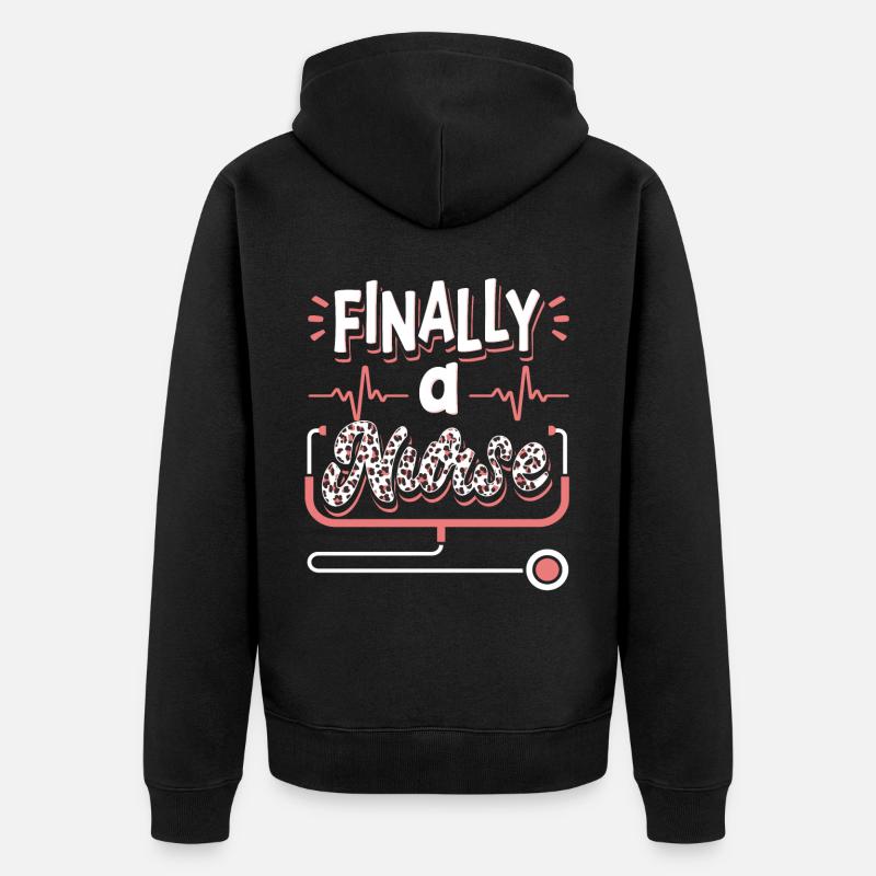 Endlich Eine Krankenschwester Krankenpflegeschule - Unisex Premium Bio Zip Hoodie - Schwarz