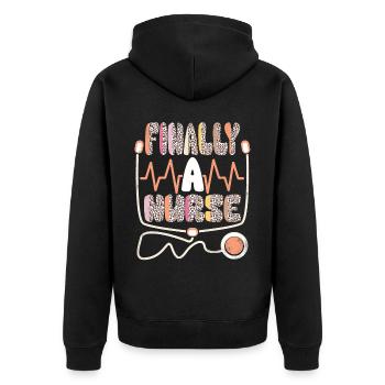 Finally a Nurse Nursing School - Unisex Premium Organic Zip Hoodie - black - Back - Nico (187cm)