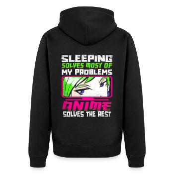 Dormir résout la plupart de mes problèmes Anime - Veste à capuche bio Premium Unisexe - noir - Dos - Nico (187cm)