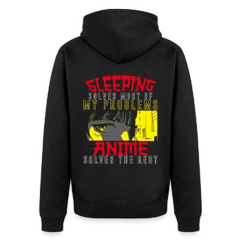 Dormir résout la plupart de mes problèmes Anime - Veste à capuche bio Premium Unisexe - noir - Dos - Nico (187cm)