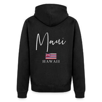 Urlaub Mit Griechenland-Flagge - Insel Maui - Unisex Premium Bio Zip Hoodie - Schwarz - Hinten - Nico (187cm)