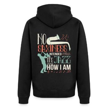 Saxophon Saxophonist - Unisex Premium Bio Zip Hoodie - Schwarz - Hinten - Nico (187cm)