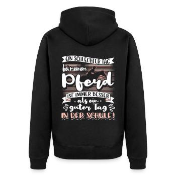 Pferd Reiten Lustige Reiter Sprüche Reiterin - Unisex Premium Bio Zip Hoodie - Schwarz - Hinten - Nico (187cm)