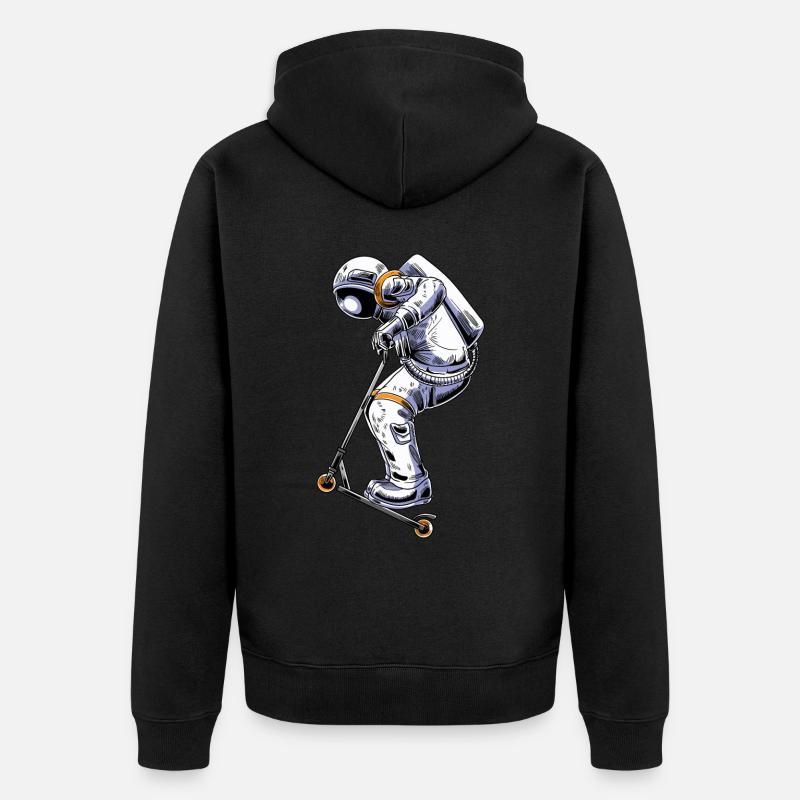 Scooter Kickroller Driver Scootering Astronaute - Veste à capuche bio Premium Unisexe - noir