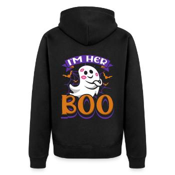 Im Her Boo Couple Spooky Halloween Ghost Boyfriend - Unisex Premium Bio Zip Hoodie - Schwarz - Hinten - Nico (187cm)