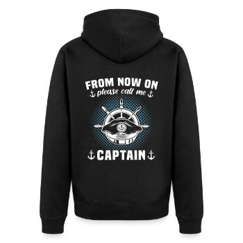 Kapitän Call Me Captain - Unisex Premium Organic Zip Hoodie - black - Back - Nico (187cm)