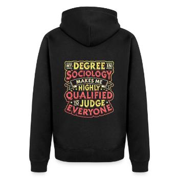 La sociologie me qualifie. - Veste à capuche bio Premium Unisexe - noir - Dos - Nico (187cm)