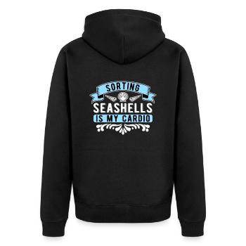 Muschelsammler Muscheln Sortieren - Unisex Premium Bio Zip Hoodie - Schwarz - Hinten - Nico (187cm)