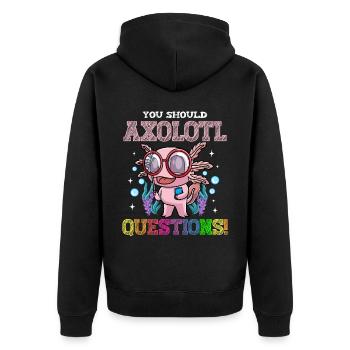 Lehrerin Lehrer Lustig - Unisex Premium Bio Zip Hoodie - Schwarz - Hinten - Nico (187cm)